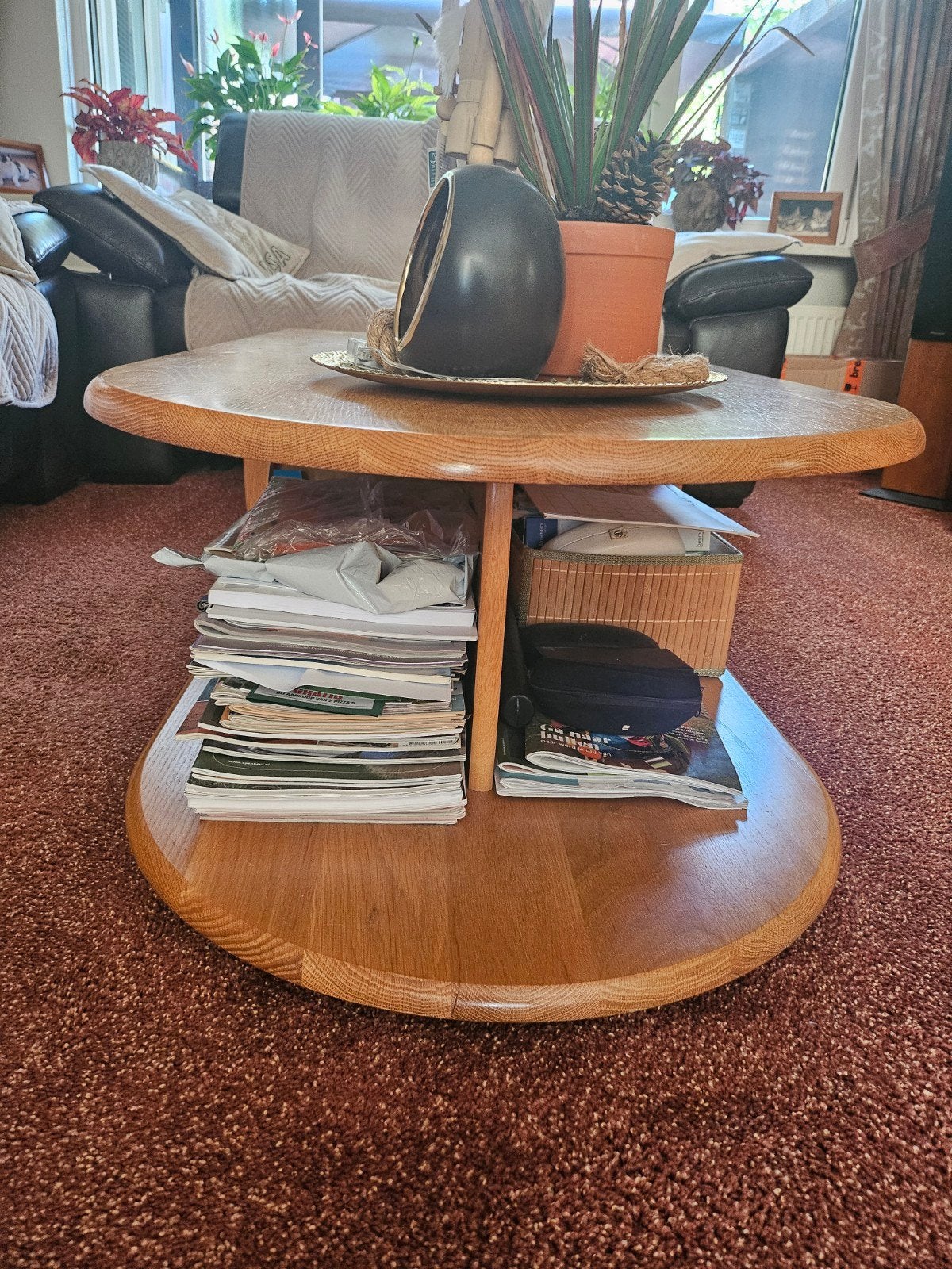 Eiken salontafel met 2 lades, Gebruikt, 100 tot 150 cm, Eikenhout, 50 tot 100 cm