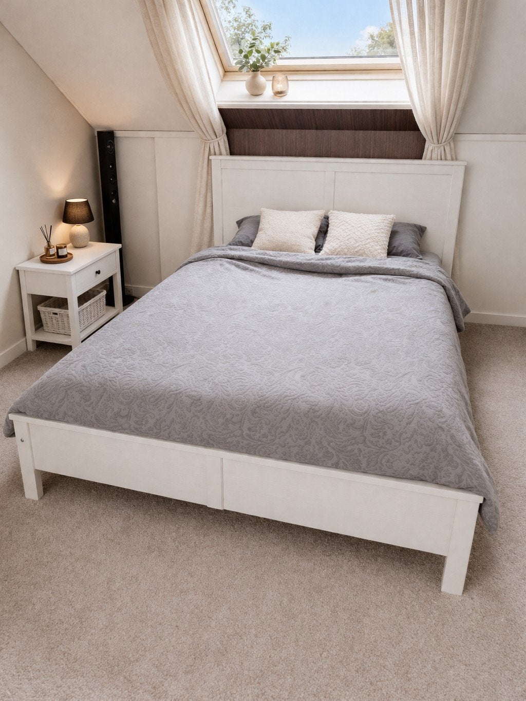 Ikea bed, Ophalen, Wit, Tweepersoons, 140 cm
