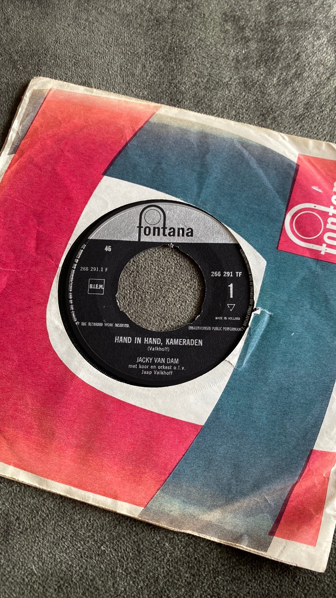 Vinyl single Jacky van Dam - Hand in hand kameraden, Ophalen of Verzenden, Gebruikt, Nederlandstalig