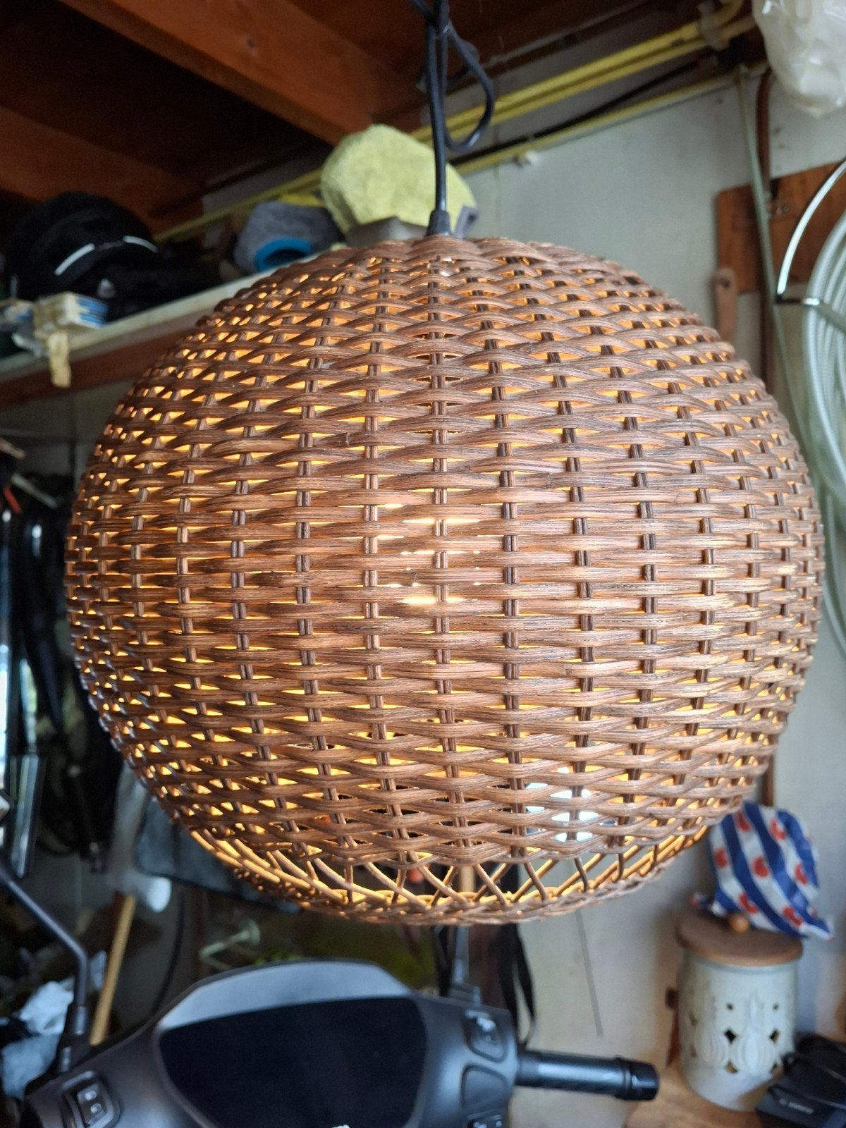 vintage rotan lamp, Ophalen of Verzenden