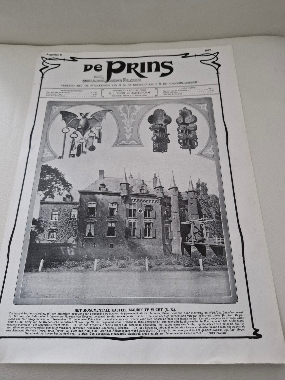 Voorblad 'De Prins' - Monumentaal Kasteel Maurik, Ophalen of Verzenden