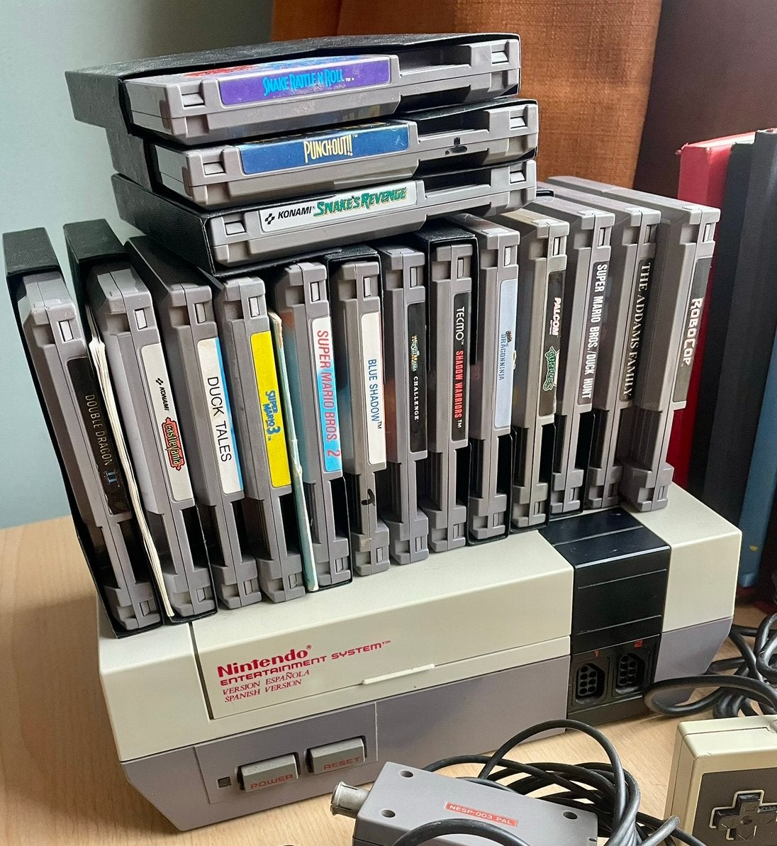 Nintendo (NES) + grote gamecollectie (16 spellen), Ophalen, Gebruikt, Met 2 controllers, Met games