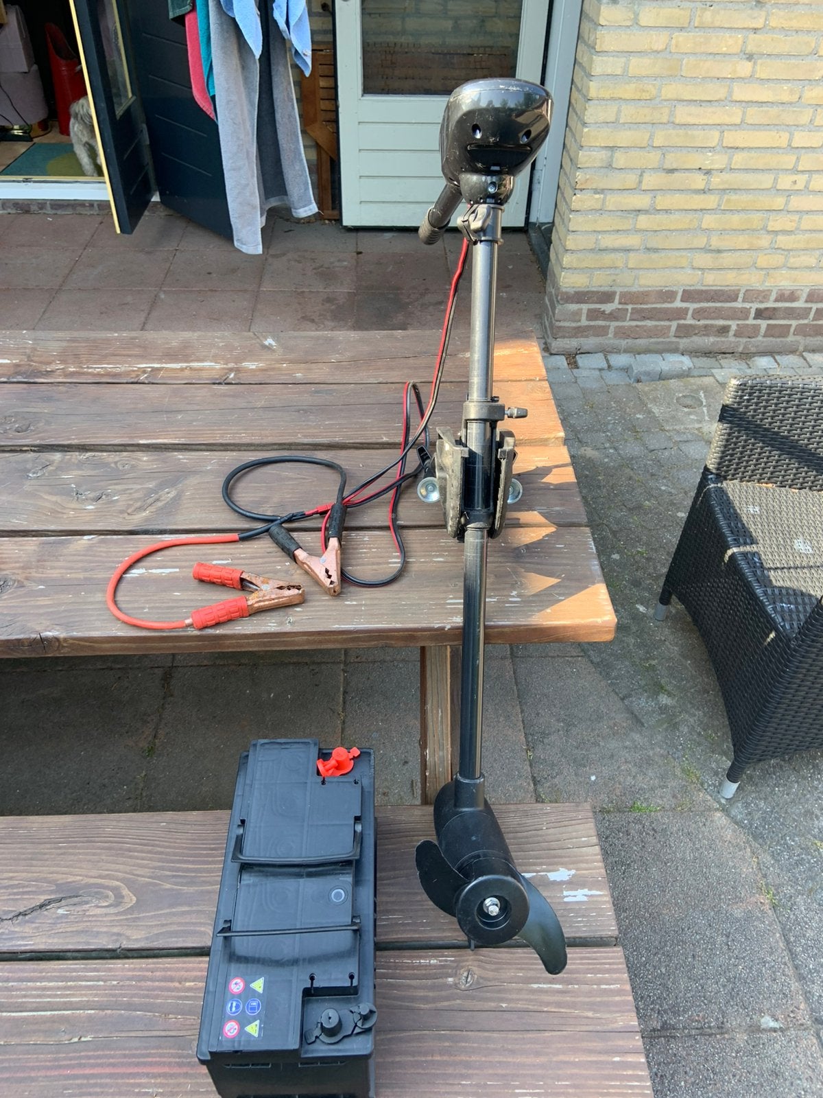 Minn Kota 30 lbs fluistermotor met 105 ah accu, Ophalen, Gebruikt, Minder dan 5 pk, Elektrisch