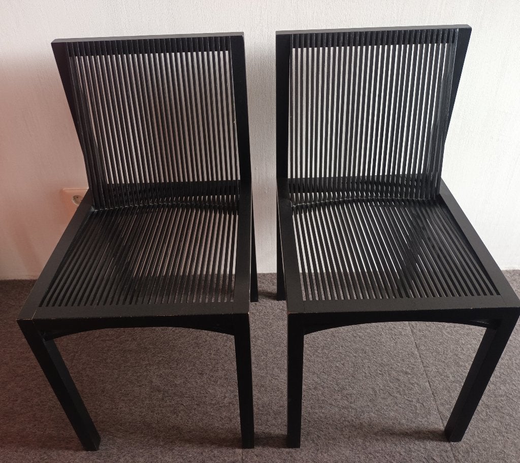 4 eetkamer stoelen design zwart, Huis en Inrichting, Stoelen, Ophalen, Gebruikt, Zwart, Vier
