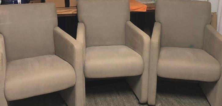 GRATIS FAUTEUILS  3x - eettafelstoelen, Ophalen, Gebruikt, 75 tot 100 cm, Stof