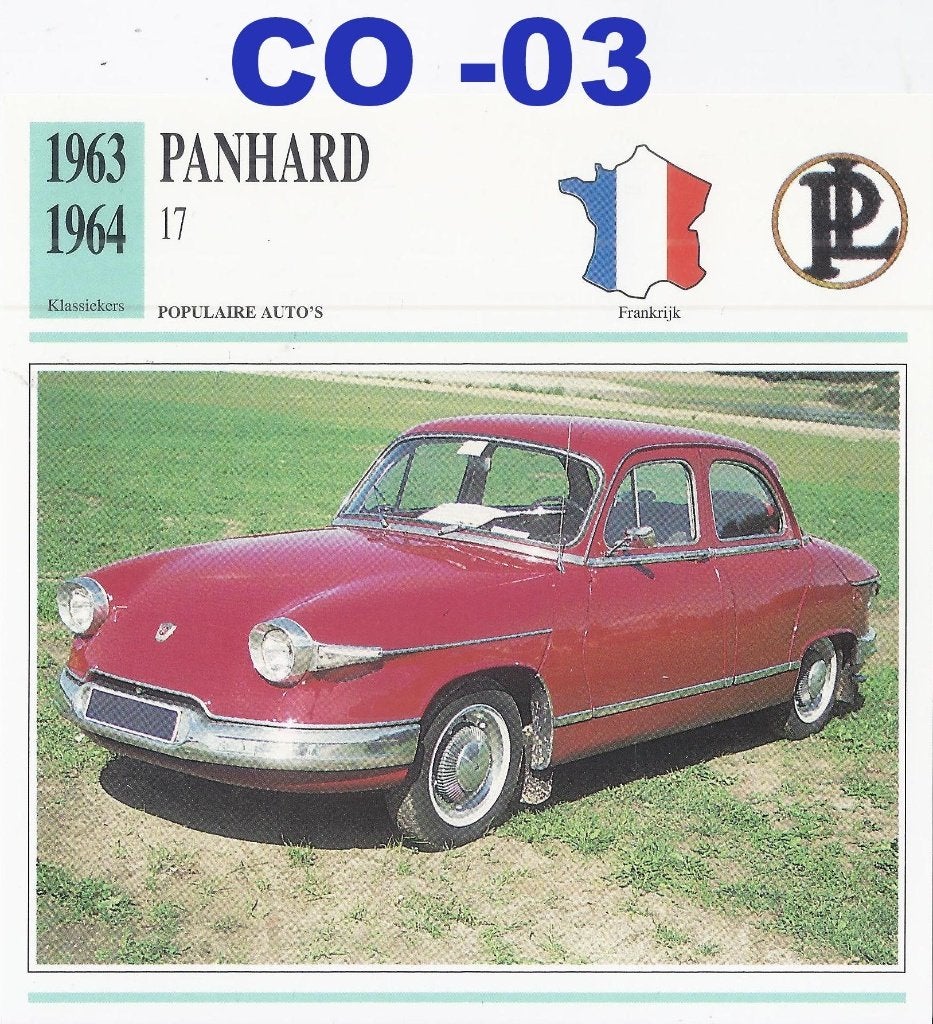 CO-03 Autokaart Panhard 17  Afm 14 x 14 cm, Ophalen of Verzenden, Zo goed als nieuw, Auto's