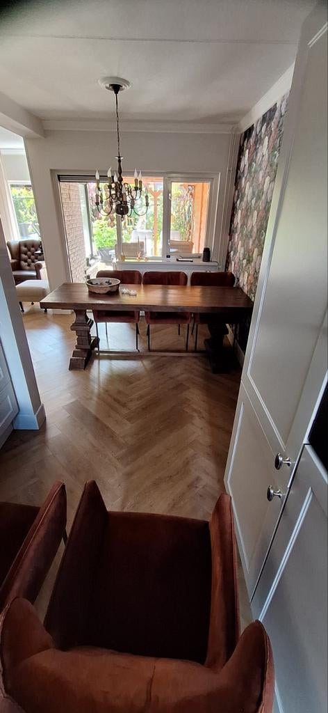 Eettafel teakhout, Antiek en Kunst, Antiek | Meubels | Tafels, Ophalen of Verzenden