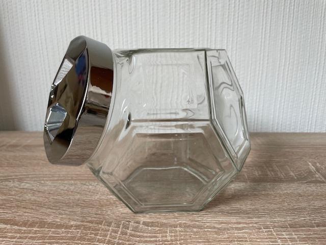 Glazen voorraadpot met deksel, Voorraadpot, Ophalen of Verzenden, Gebruikt, Glas