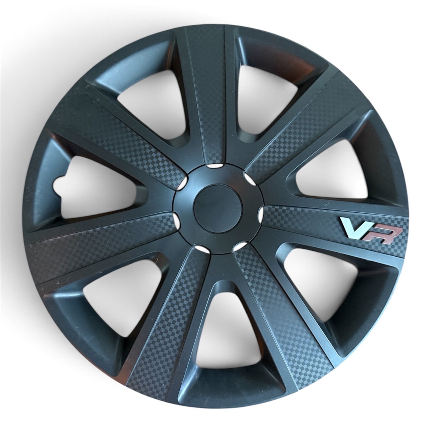 Wieldoppen 15 inch zwart met carbon look en VR logo, Auto diversen, Ophalen of Verzenden, Nieuw