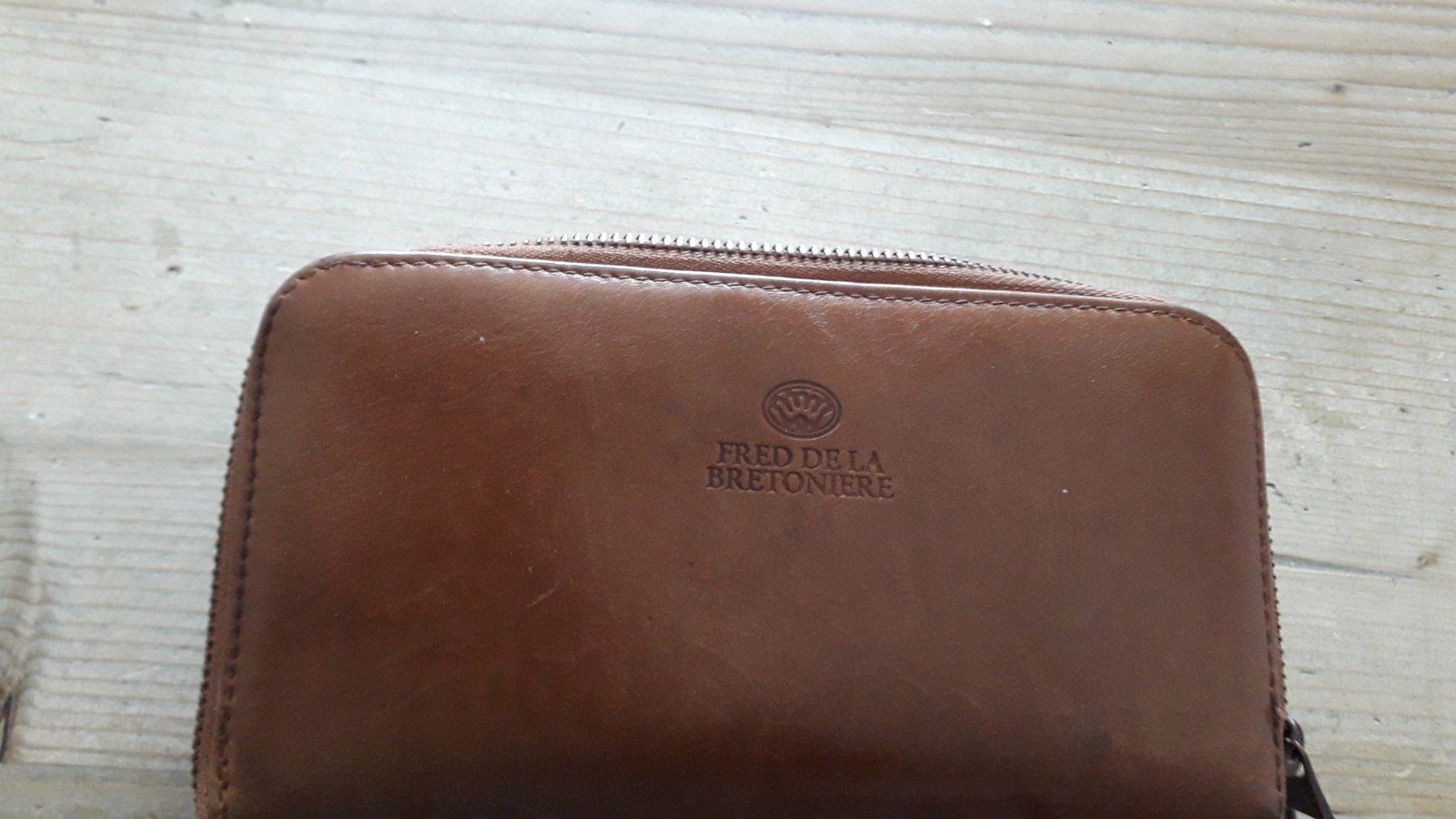 Cognac leren Fred de la Bretoniere portemonnee, Sieraden, Tassen en Uiterlijk, Portemonnees, Verzenden, Bruin