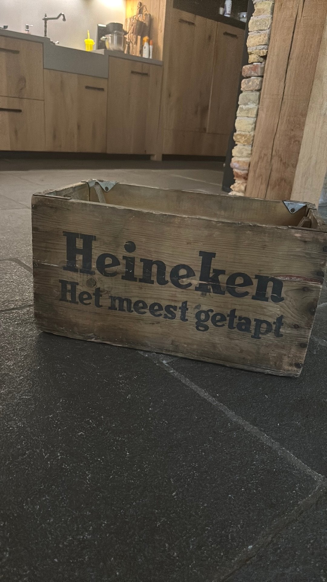 Vintage Heineken Bierkrat - Houten Kist, Ophalen of Verzenden