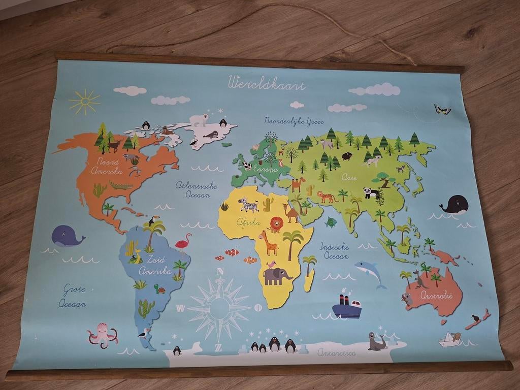 Leuke Wereldkaart voor Kinderen - Dieren & Continenten, 2000 tot heden, Wereld, Ophalen, Onbekend