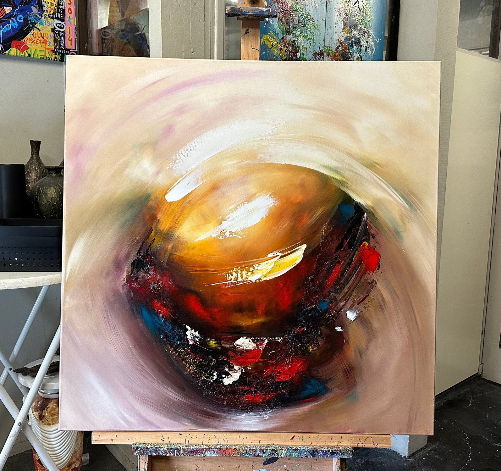 Gena G.- “ After midnight “- Handgeschilderd- Uniek- XXL, Antiek en Kunst, Kunst | Schilderijen | Abstract, Ophalen of Verzenden