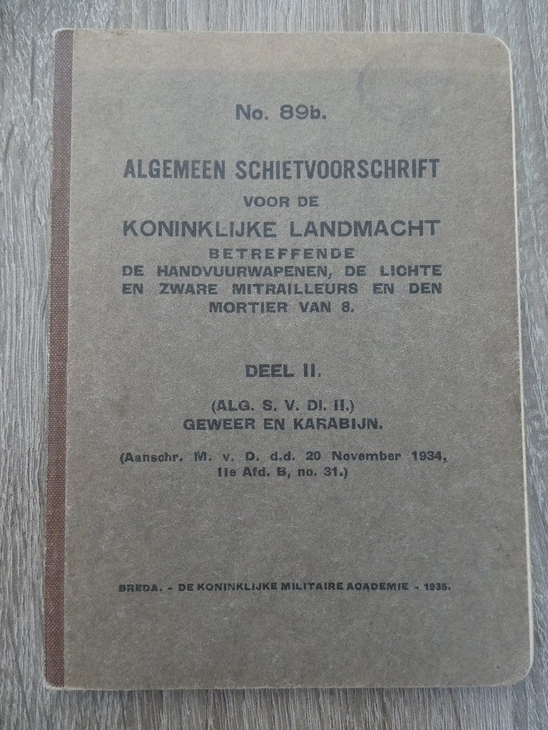 Algemeen Schietvoorschrift betreffende handvuur wapens 1935., Ophalen of Verzenden, Landmacht, Nederland, Boek of Tijdschrift