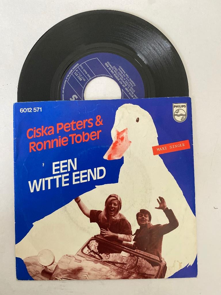 Ciska Peters & Ronnie Tober – Een Witte Eend(1975) zeldzaam, Fotohoes, Ophalen of Verzenden, Gebruikt, Nederlandstalig