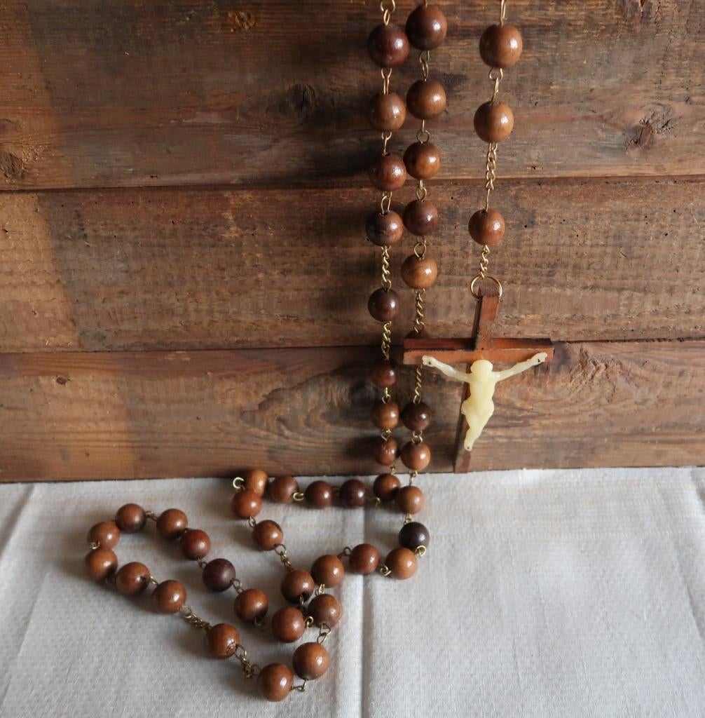 Rozenkrans XL hout glow in the dark corpus paternoster, Ophalen of Verzenden