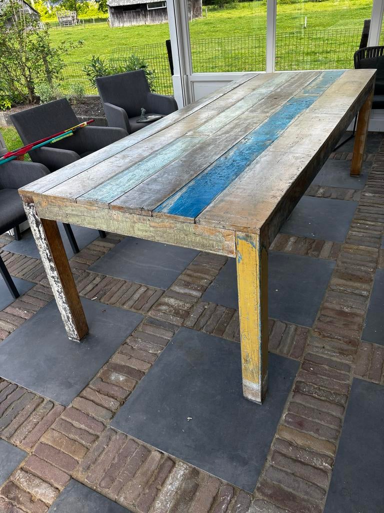 Houten eettafel 240x100, Ophalen, Gebruikt, 100 tot 150 cm, 200 cm of meer