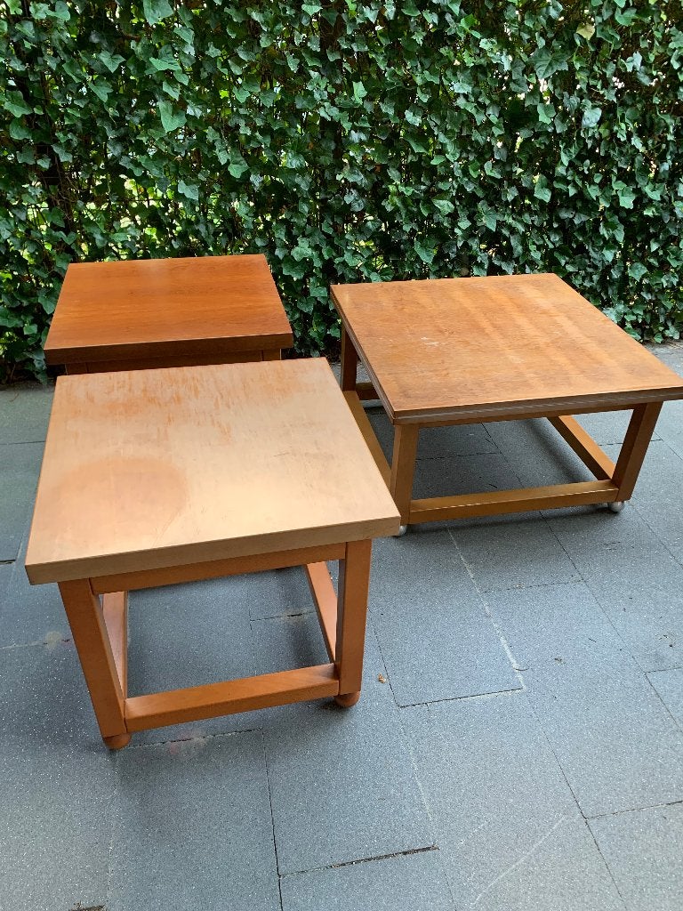 Salontafelset: 1 salontafel en 2 bijzettafels, Ophalen, 50 tot 100 cm, Vierkant, 50 tot 100 cm