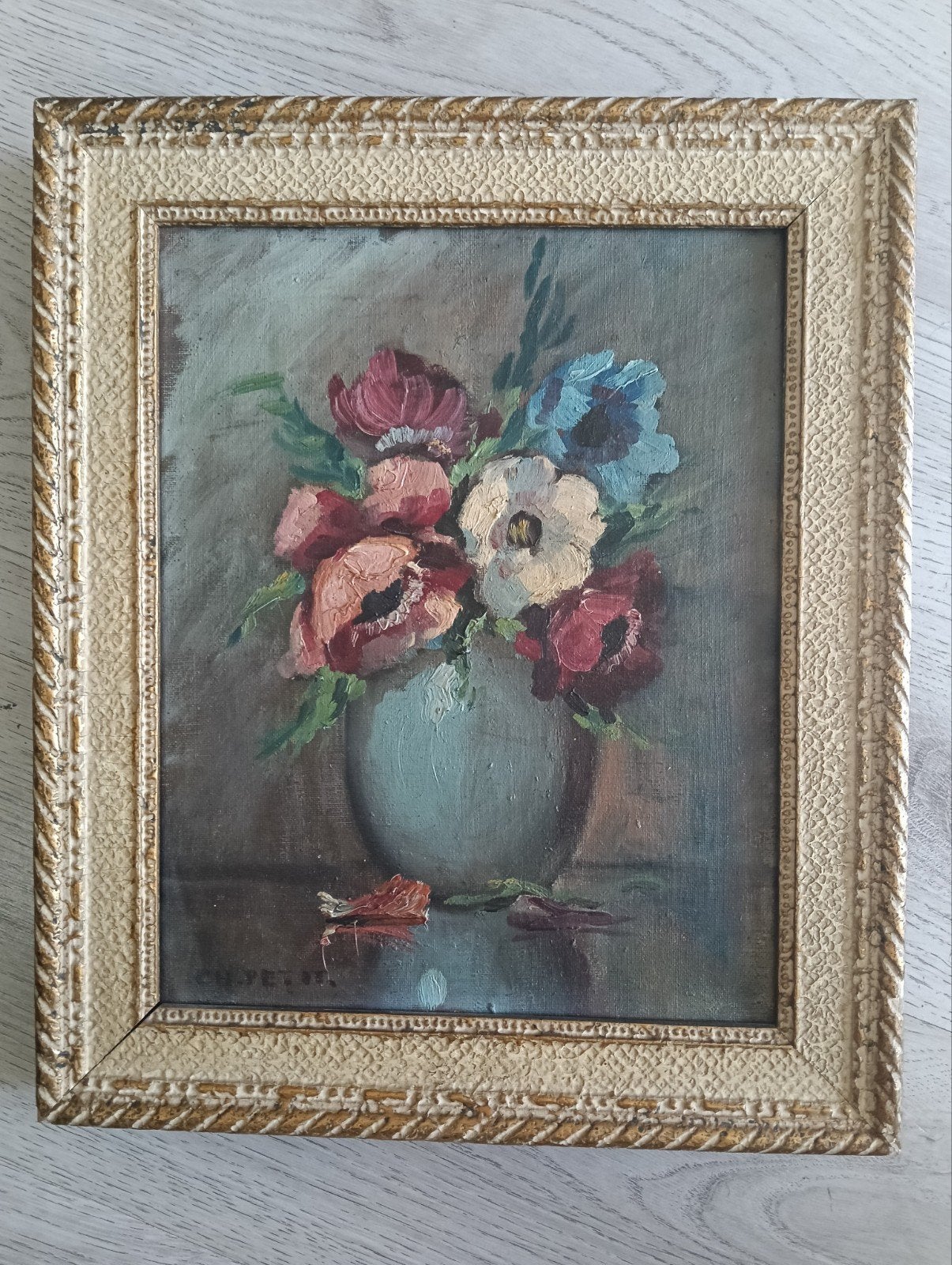 Adriaan Terhell (1863-1949) - Stilleven met Viooltjes, Antiek en Kunst, Ophalen of Verzenden, Impressionistisch, Bloemen