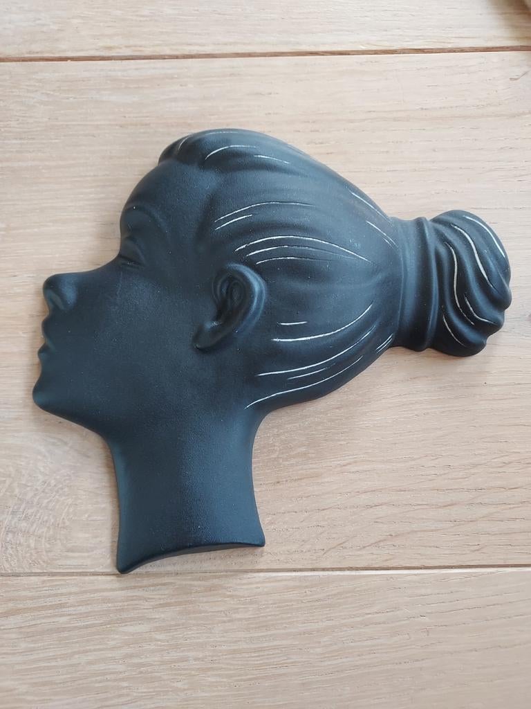Vintage Keramieken Muurmasker Vrouwenhoofd Jaren '50/'60, Ophalen of Verzenden