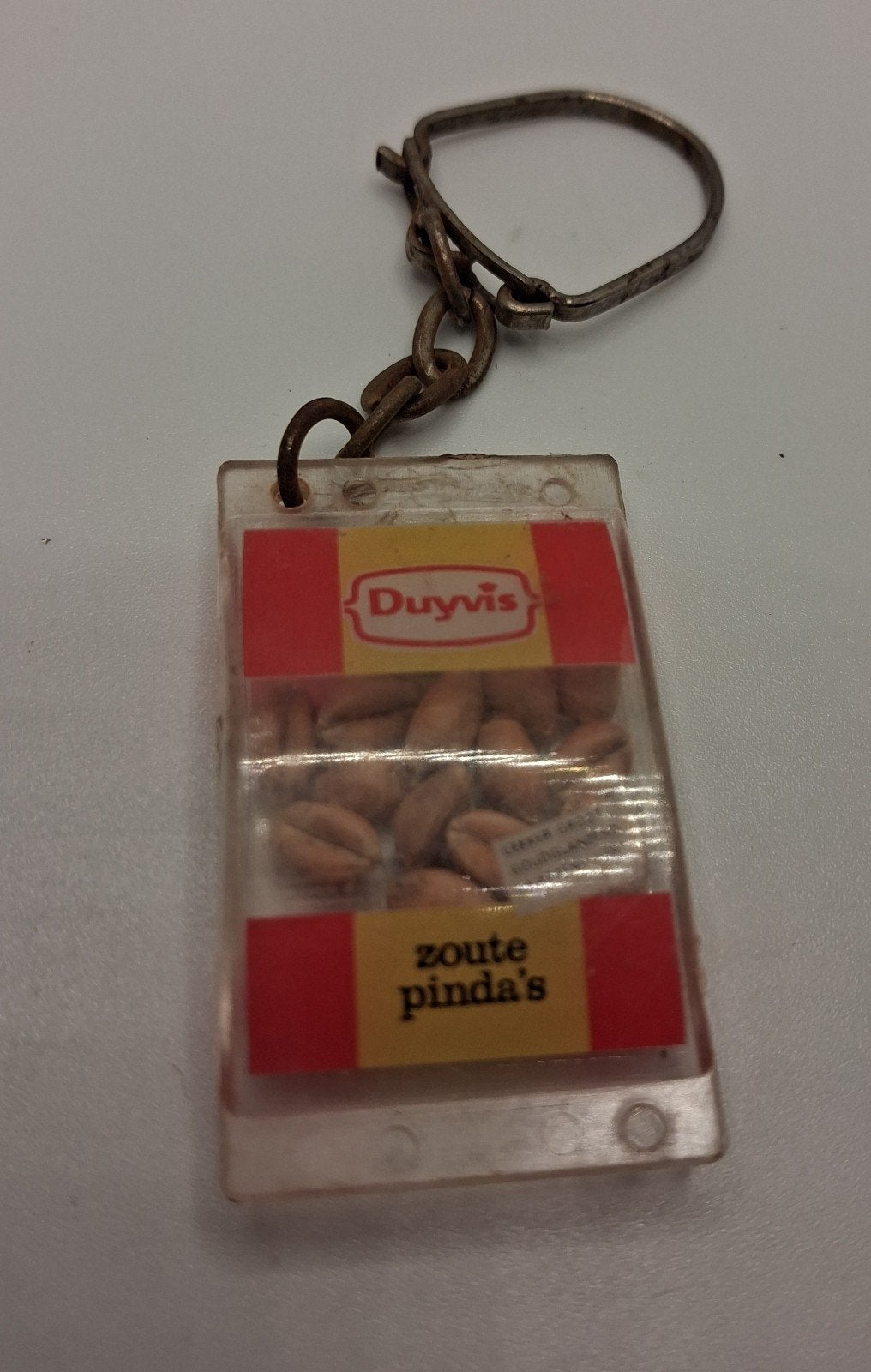 Vintage Duyvis Zoute Pinda's sleutelhanger, Verzamelen, Ophalen of Verzenden, Gebruikt, Merk