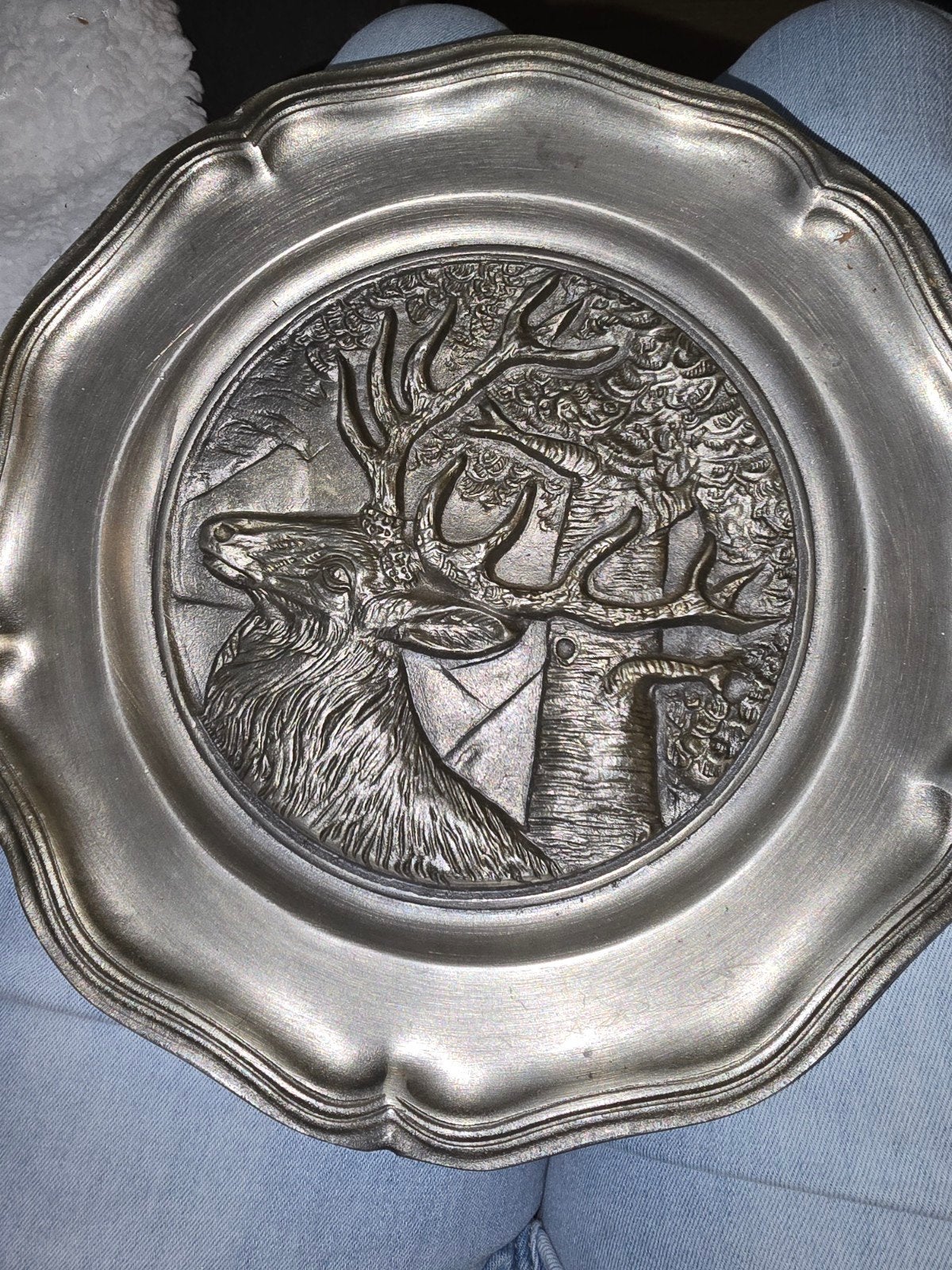 Tin bord met hert er op, Ophalen of Verzenden