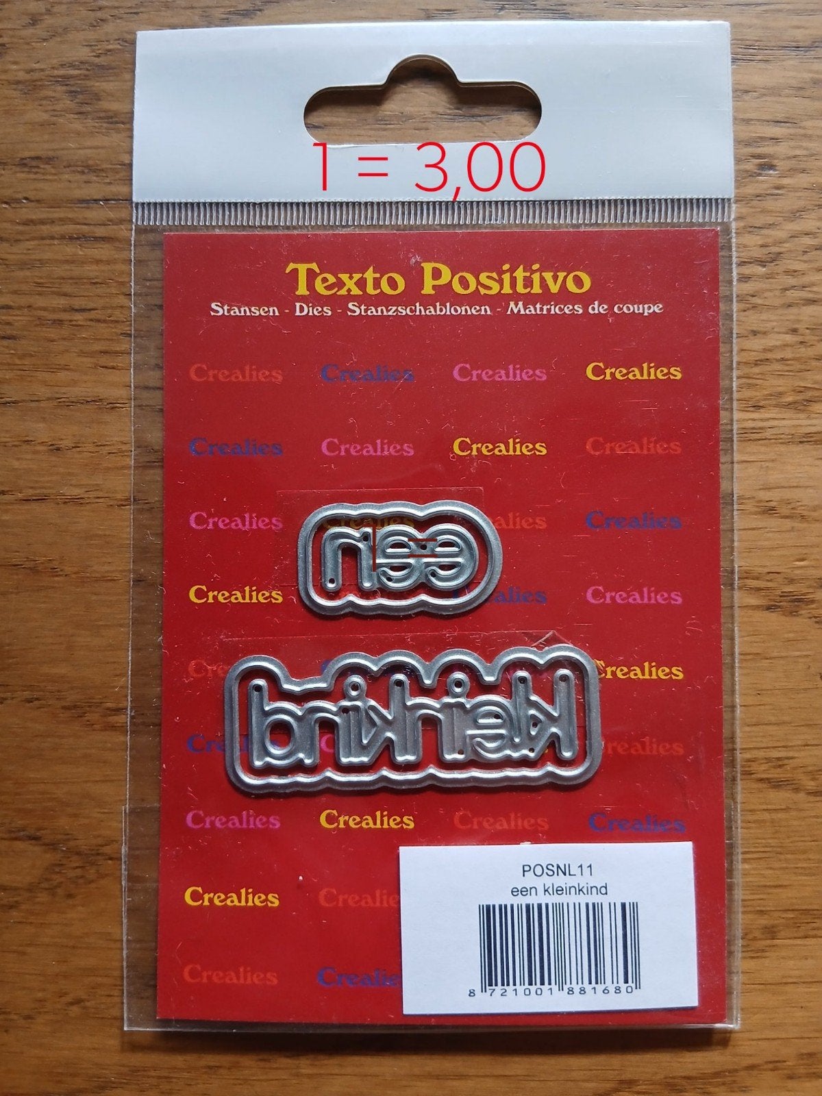 nieuw Crealies snijmal een kleinkind = 3,00, Hobby en Vrije tijd, Ophalen of Verzenden, Nieuw, Overige thema's, Pons of Mal