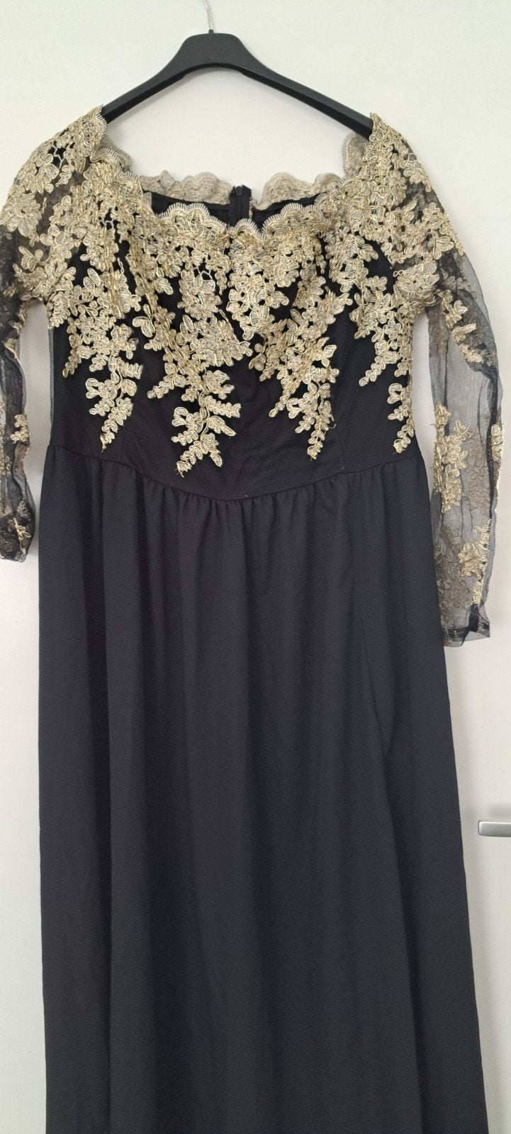 Zwarte galajurk met gouden borduursels - Shein 3XL, Kleding | Dames, Jurken, Ophalen of Verzenden