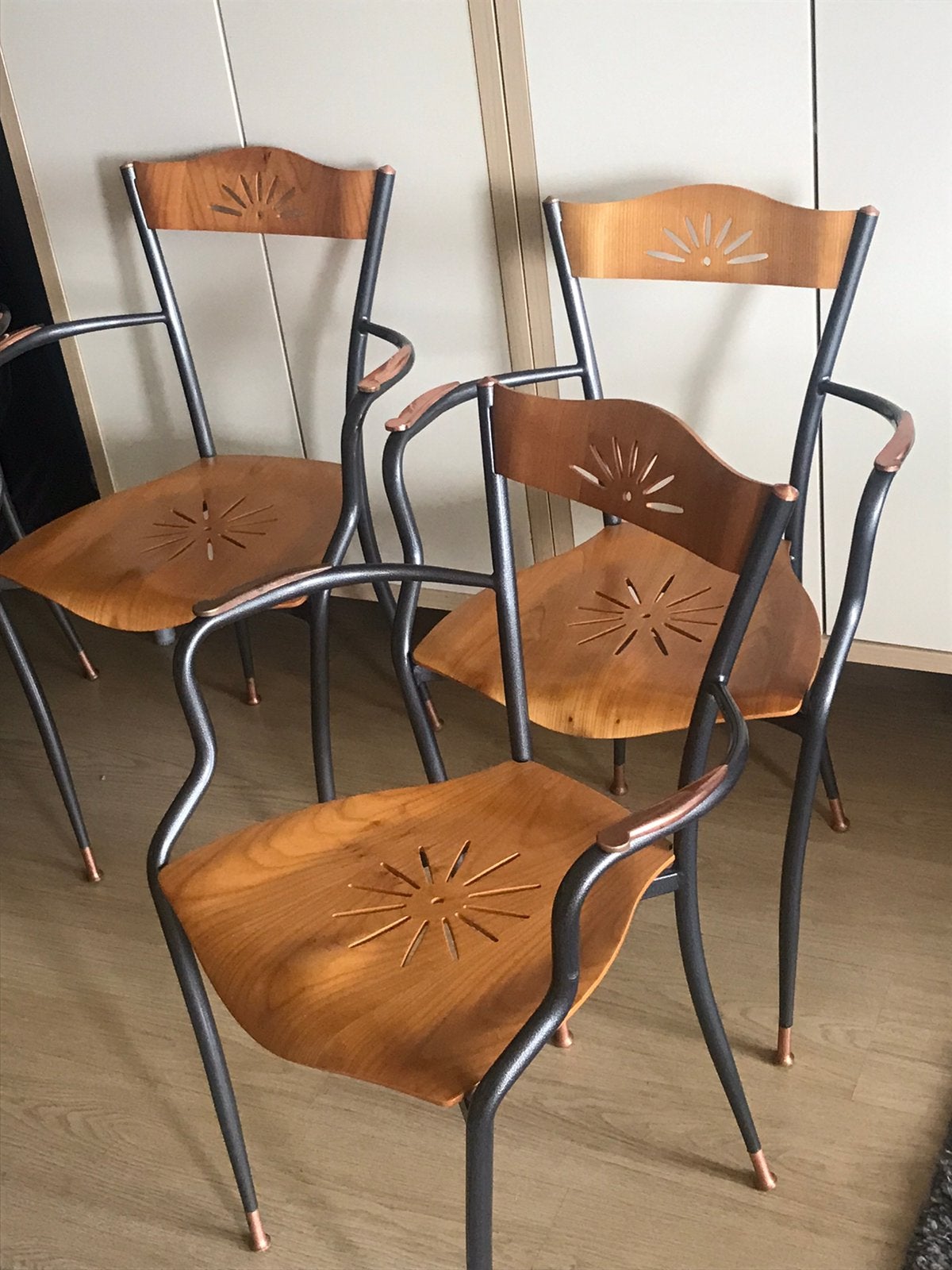 Ophalen 4 Antieke echt beukenhout stoelen Antaris, Ophalen