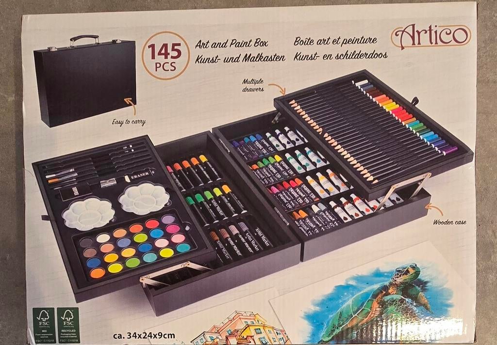 Artico Kunst en schilderdoos 145 pcs, Ophalen of Verzenden, Nieuw