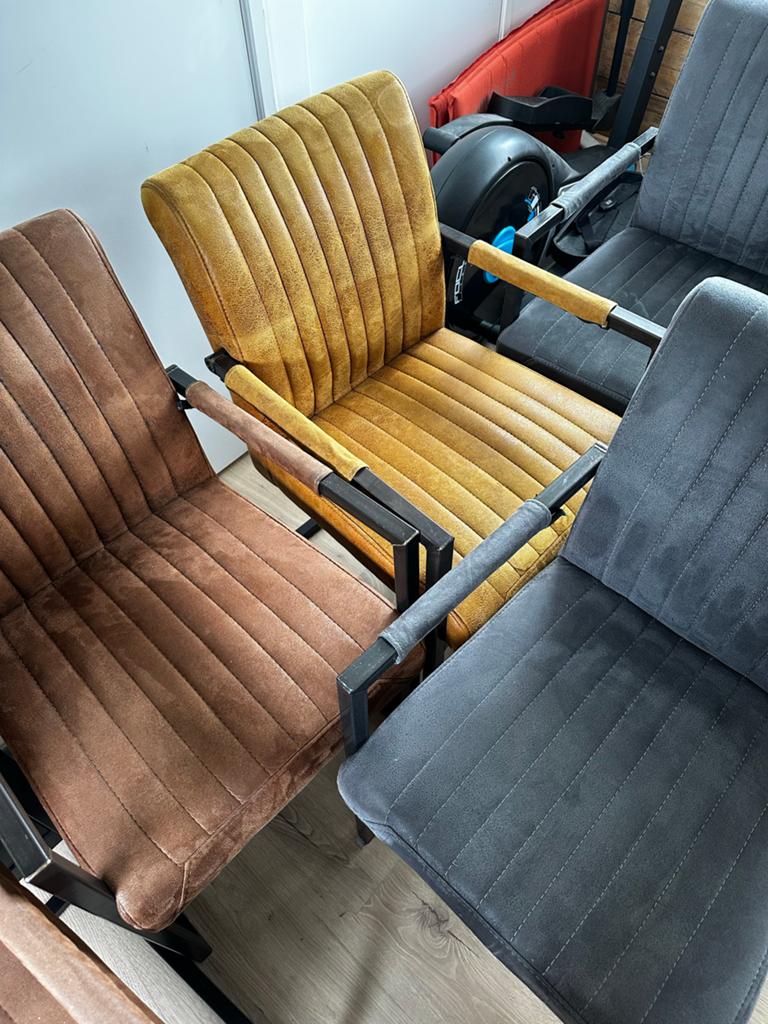 Set van 6 industriële eetkamerstoelen, Huis en Inrichting, Stoelen, Ophalen, Gebruikt, Overige kleuren, Metaal