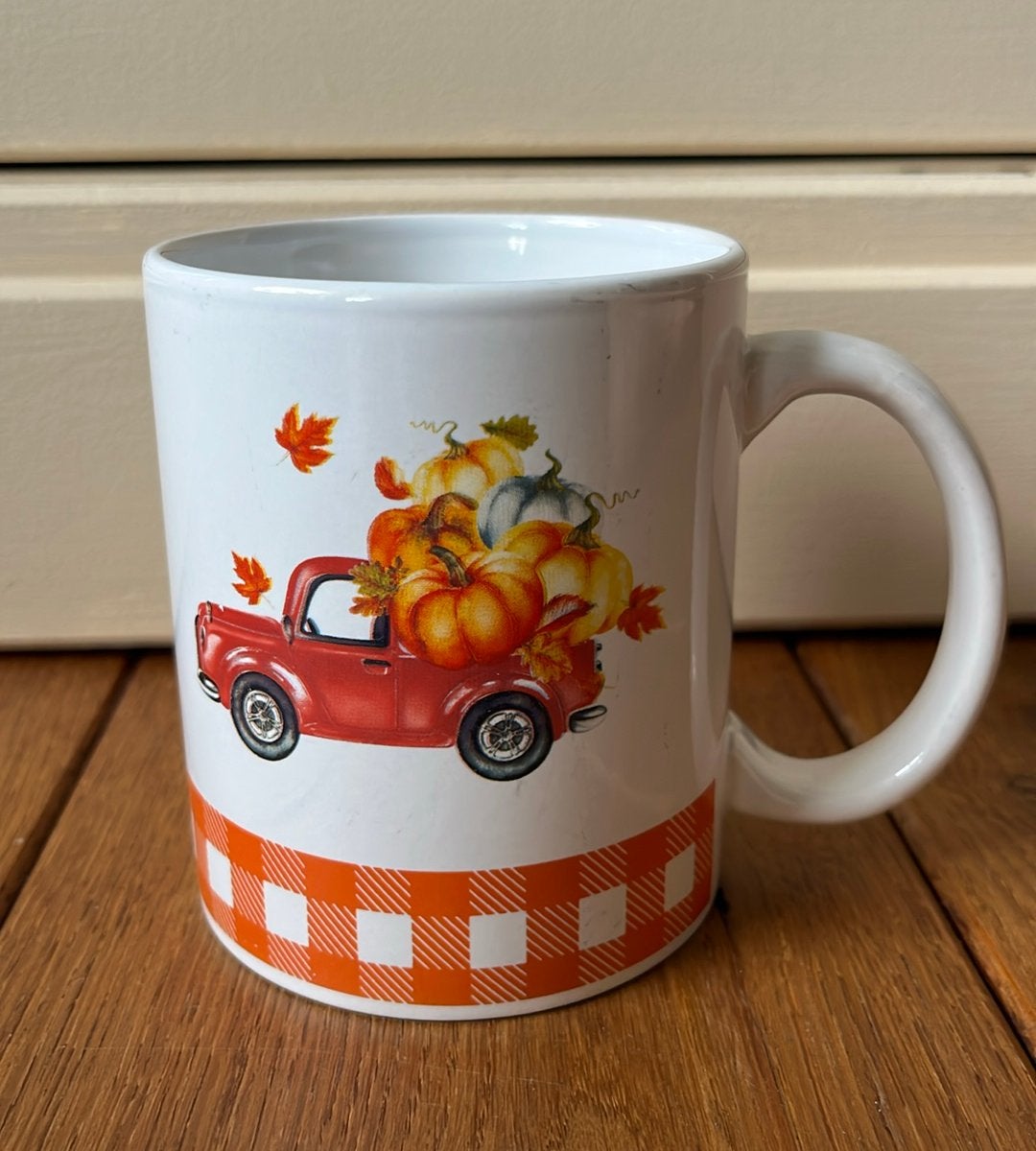 Mok pickup herfst pompoenen herfstbladeren, Ophalen of Verzenden, Zo goed als nieuw, Overige stijlen, Kop(pen) en/of Schotel(s)