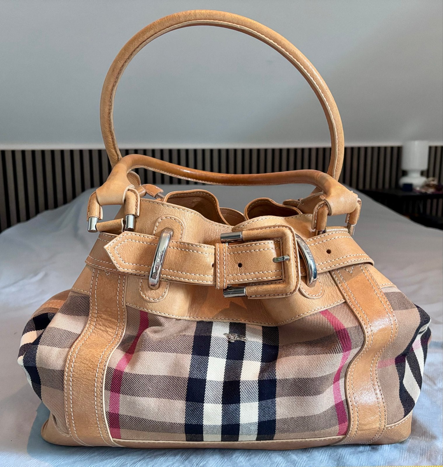 Prorsum Nova handtas tote bag Check canvas en beige leder, Ophalen of Verzenden, Zo goed als nieuw, Beige, Handtas