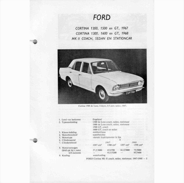 Ford Cortina 1300 1500 1600 GT Vraagbaak losbladig 1967-1968, Ophalen of Verzenden, Gelezen, Ford