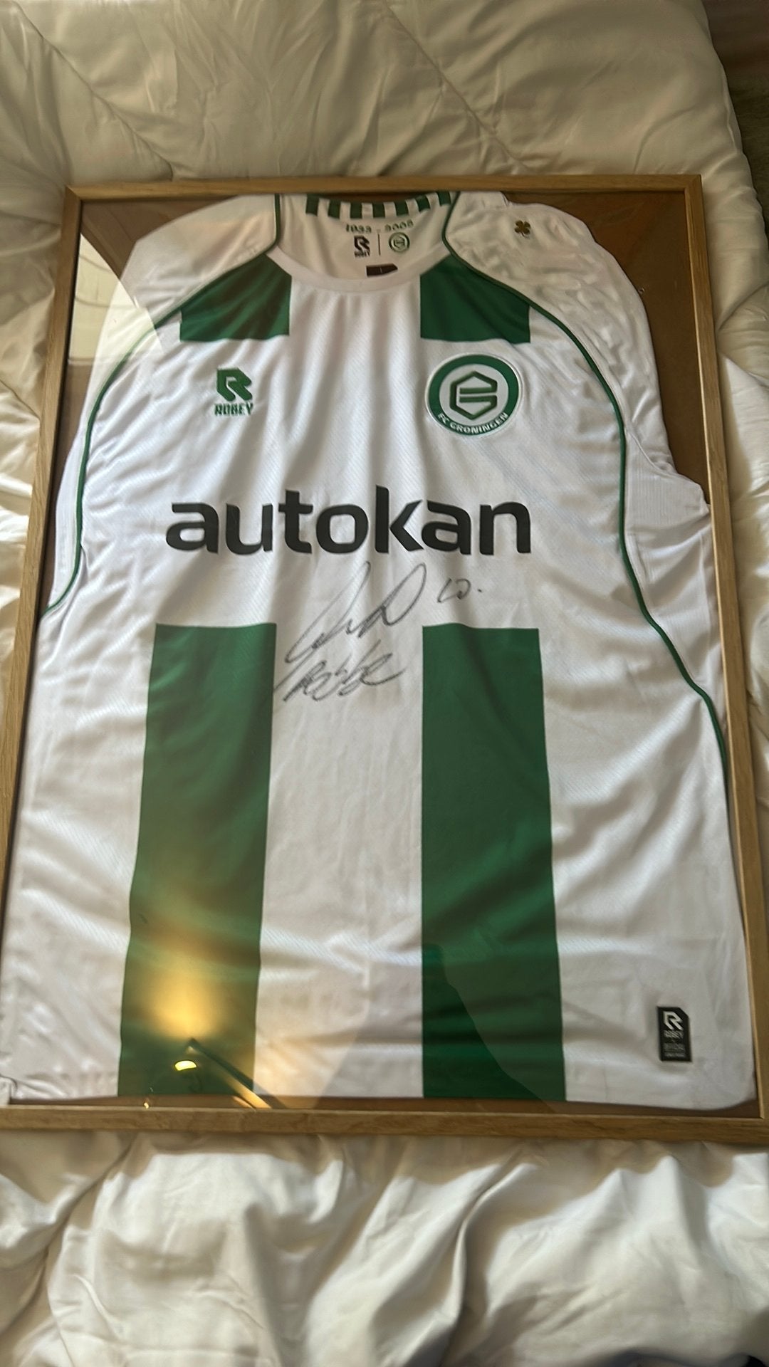 Gesigneerd Arjen Robben shirt Fc Groningen, Maat L, Ophalen of Verzenden, Zo goed als nieuw, Shirt