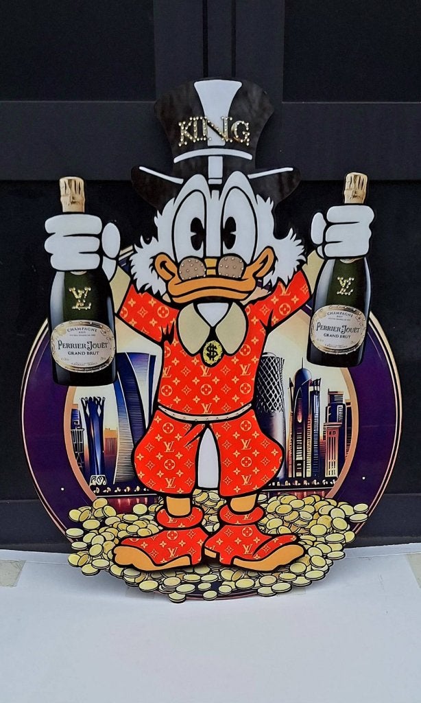Mooi fantasy design pop-art werk van Dagobert Duck🥂💰, Reclamebord, ., Nieuw, Ophalen of Verzenden