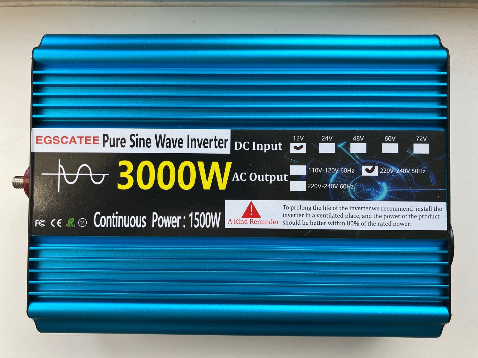 EGSGATE Pure Sinus Omvormer 3000W - DC naar AC, Ophalen of Verzenden, Nieuw