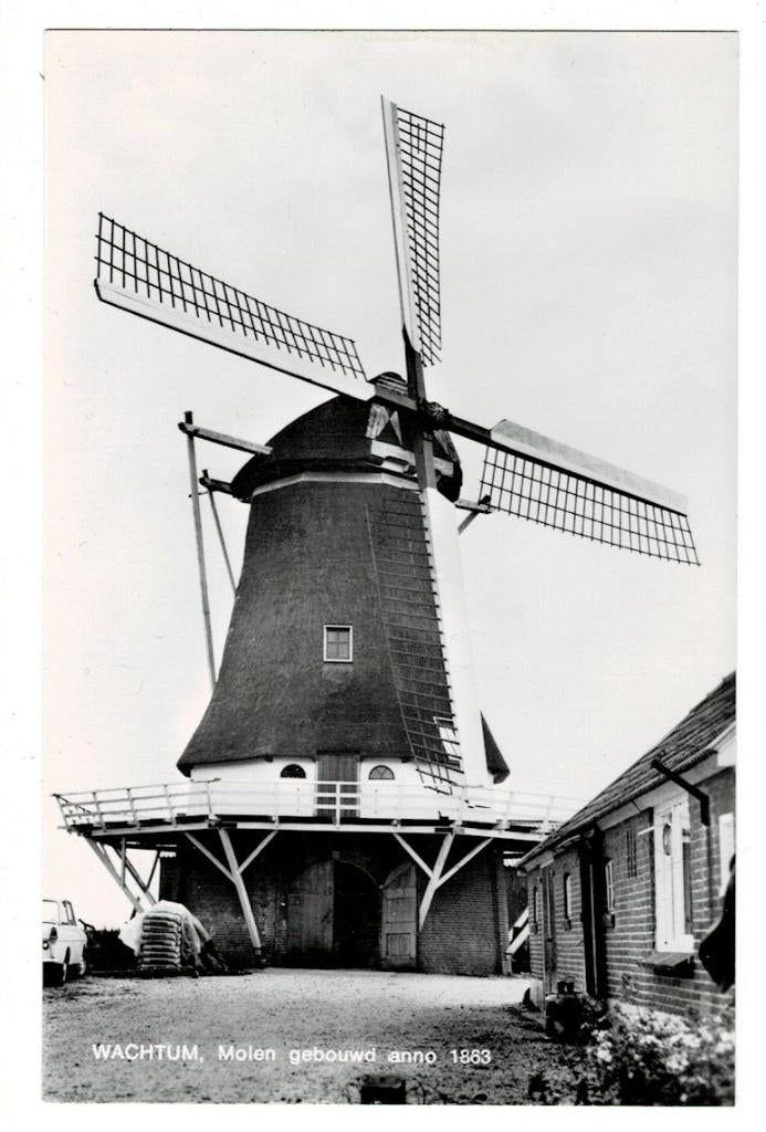 Wachtum (Dr). Fotokaart van Molen "De Hoop" gebouwd in 1863., Ophalen of Verzenden, Ongelopen, Drenthe