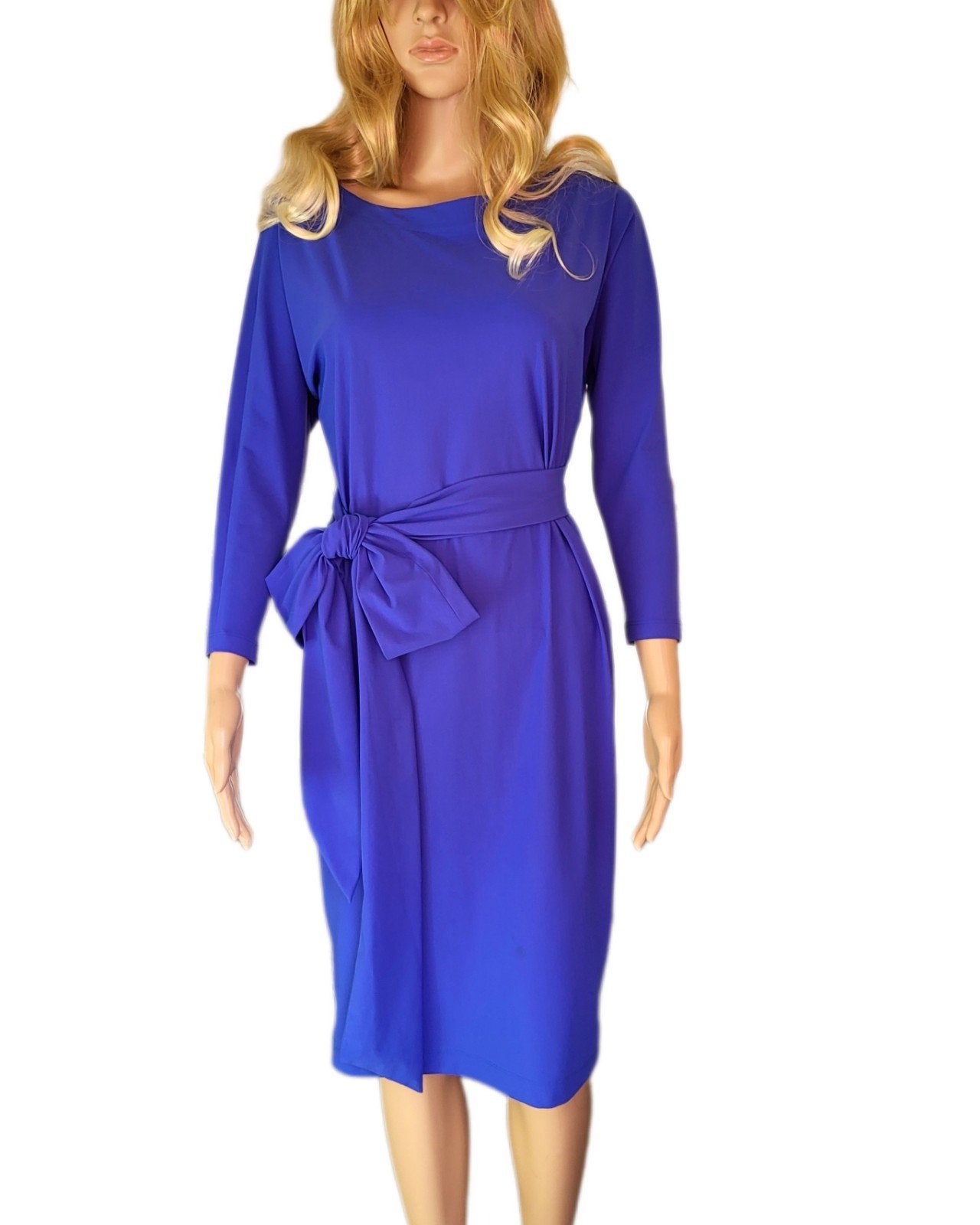 Mooi travelstof jurkje van La Dress by Simone maat XXS/M, Blauw, La Dress, Ophalen of Verzenden, Zo goed als nieuw