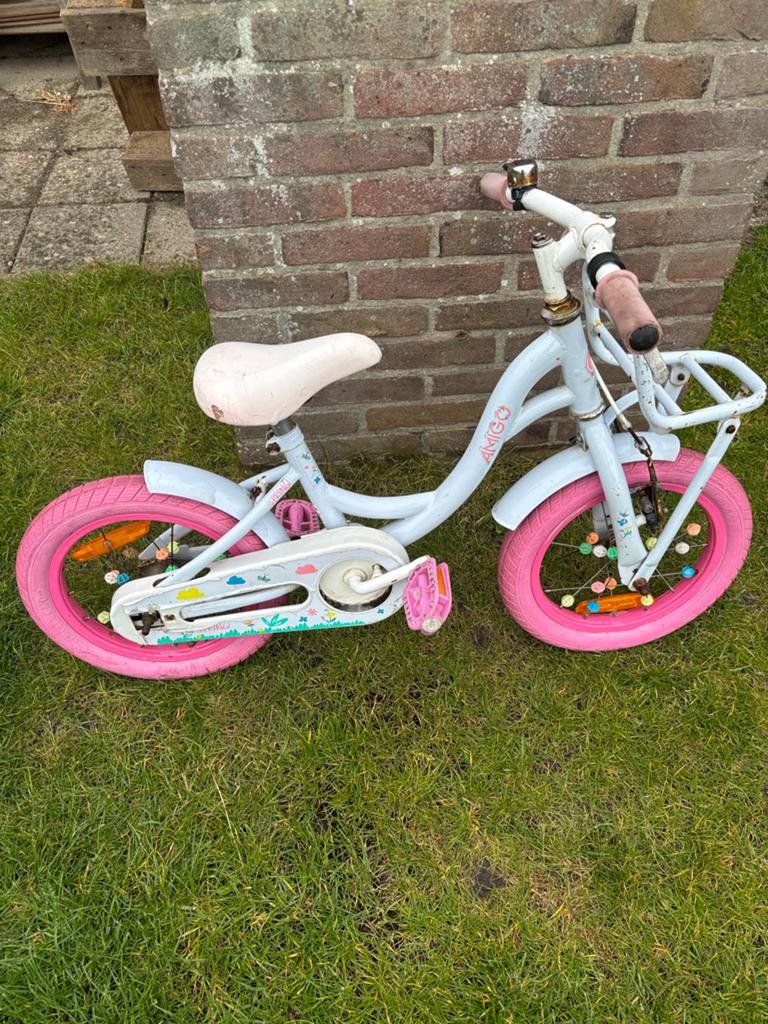 Meisjesfiets 14 inch, Fietsen en Brommers, Ophalen, Gebruikt, Terugtraprem, 14 inch of minder