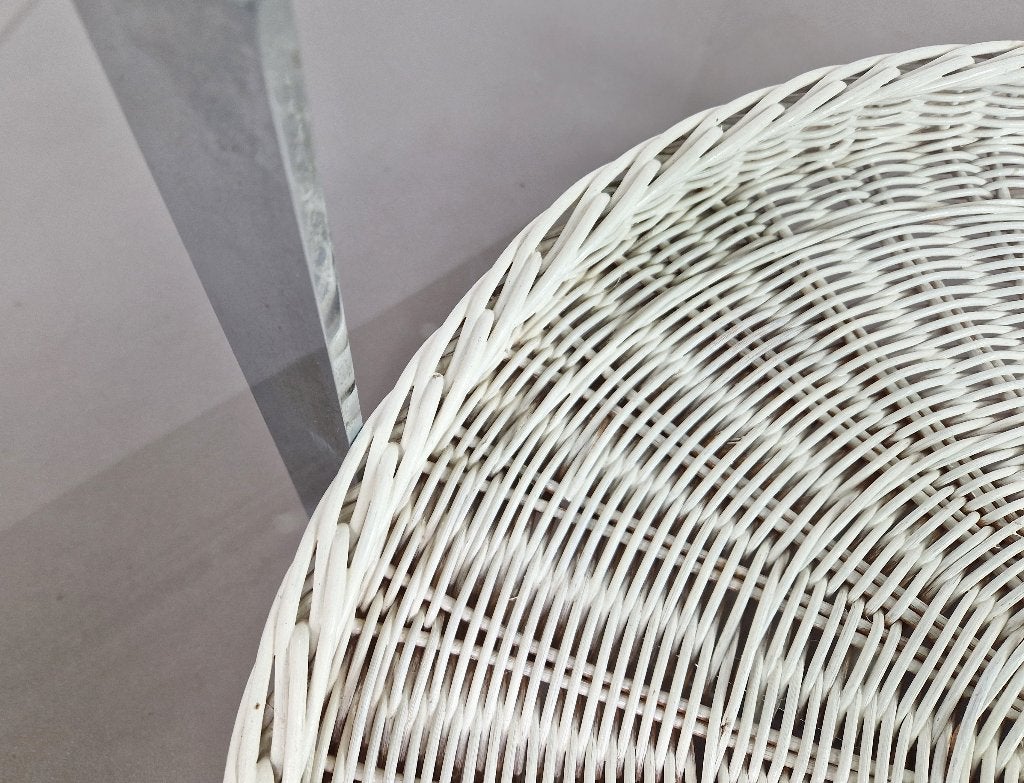Vintage salontafel | Rotan mand | Glazen blad, Ophalen, Gebruikt, -, -