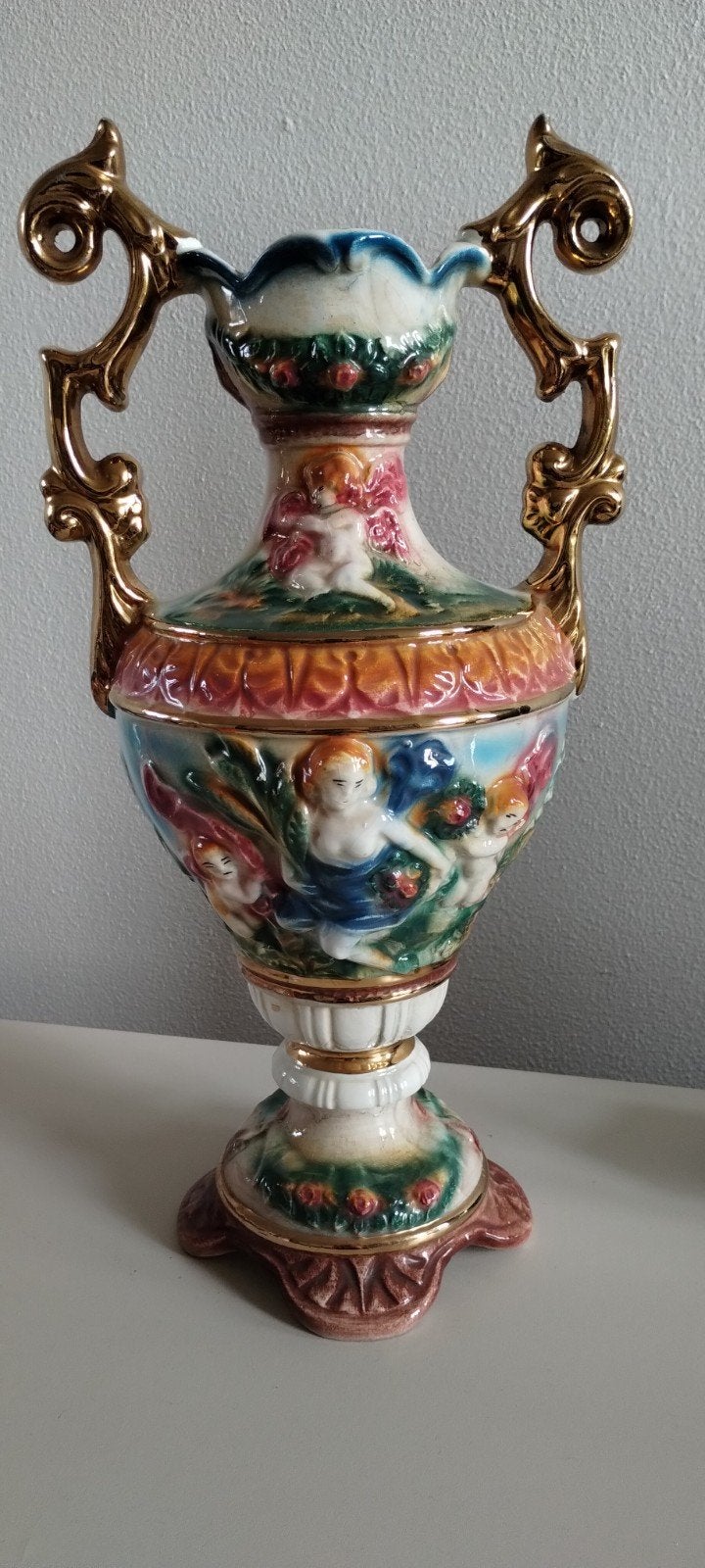 Majolica porseleinen vaas, Ophalen of Verzenden