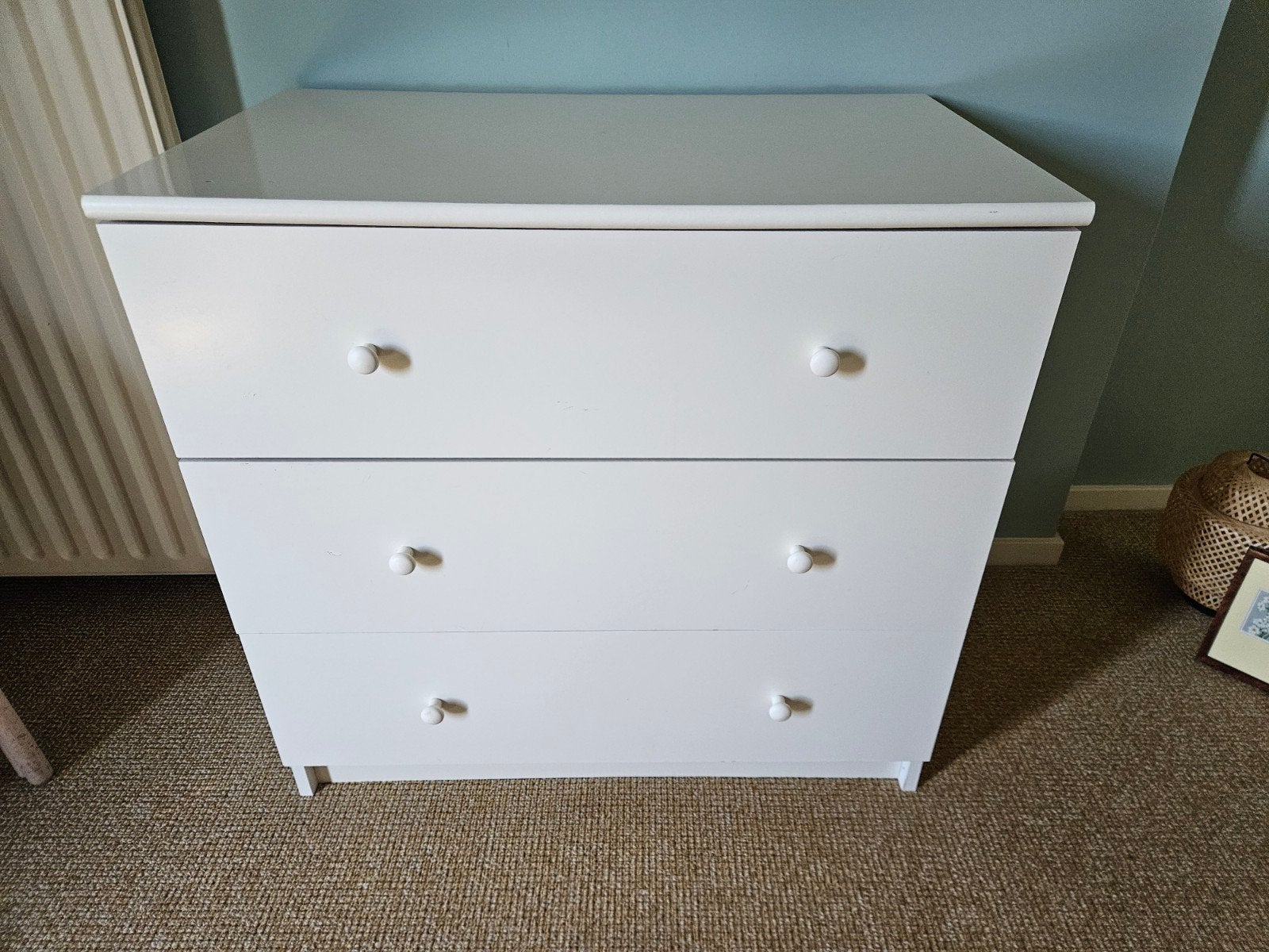 Witte ladekast met 3 laden, Ophalen, Gebruikt, 50 tot 100 cm, 3 of 4 laden