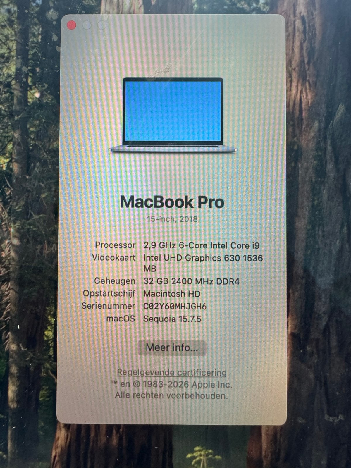 MacBook Pro 15-inch (2018) - 32GB RAM, 2.9GHz i9, 2 tot 3 Ghz, Zo goed als nieuw, Onbekend, Ophalen