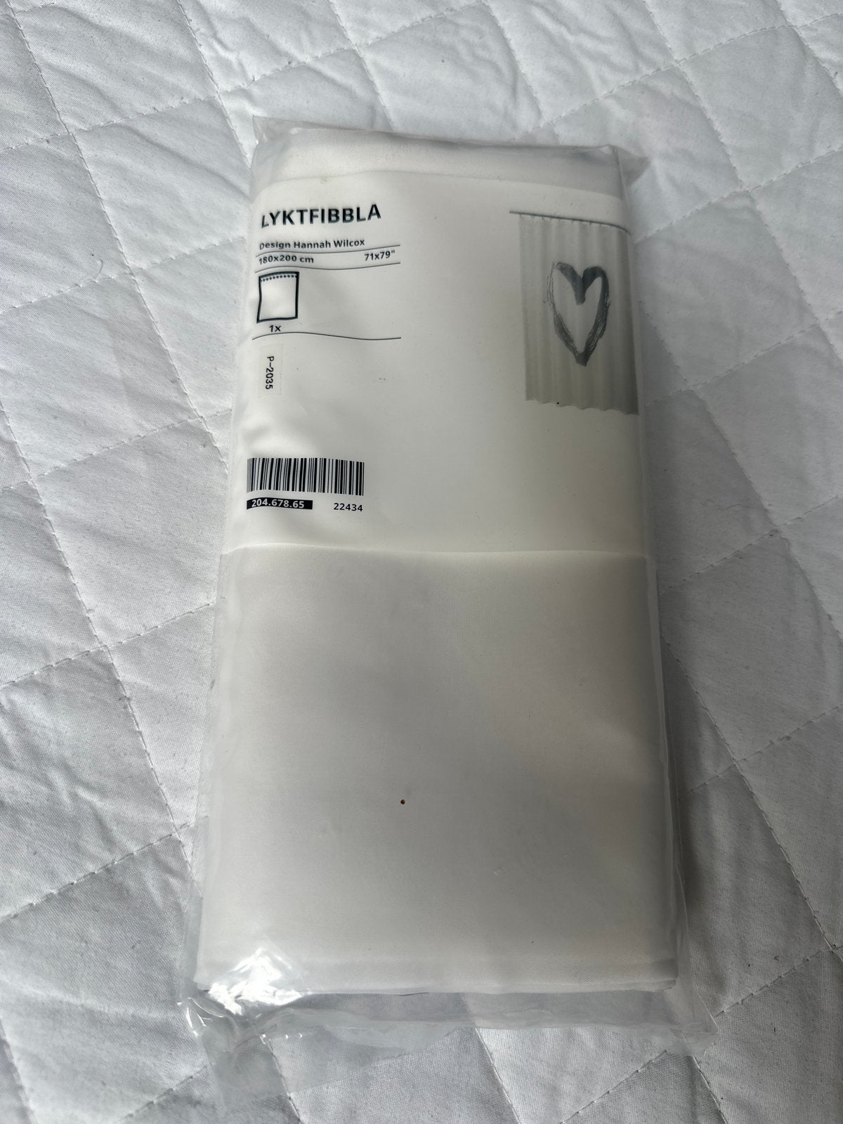 IKEA LYKTFIBBLA Douchegordijn - 180x200 cm, IKEA, Wit, Nieuw, Ophalen of Verzenden