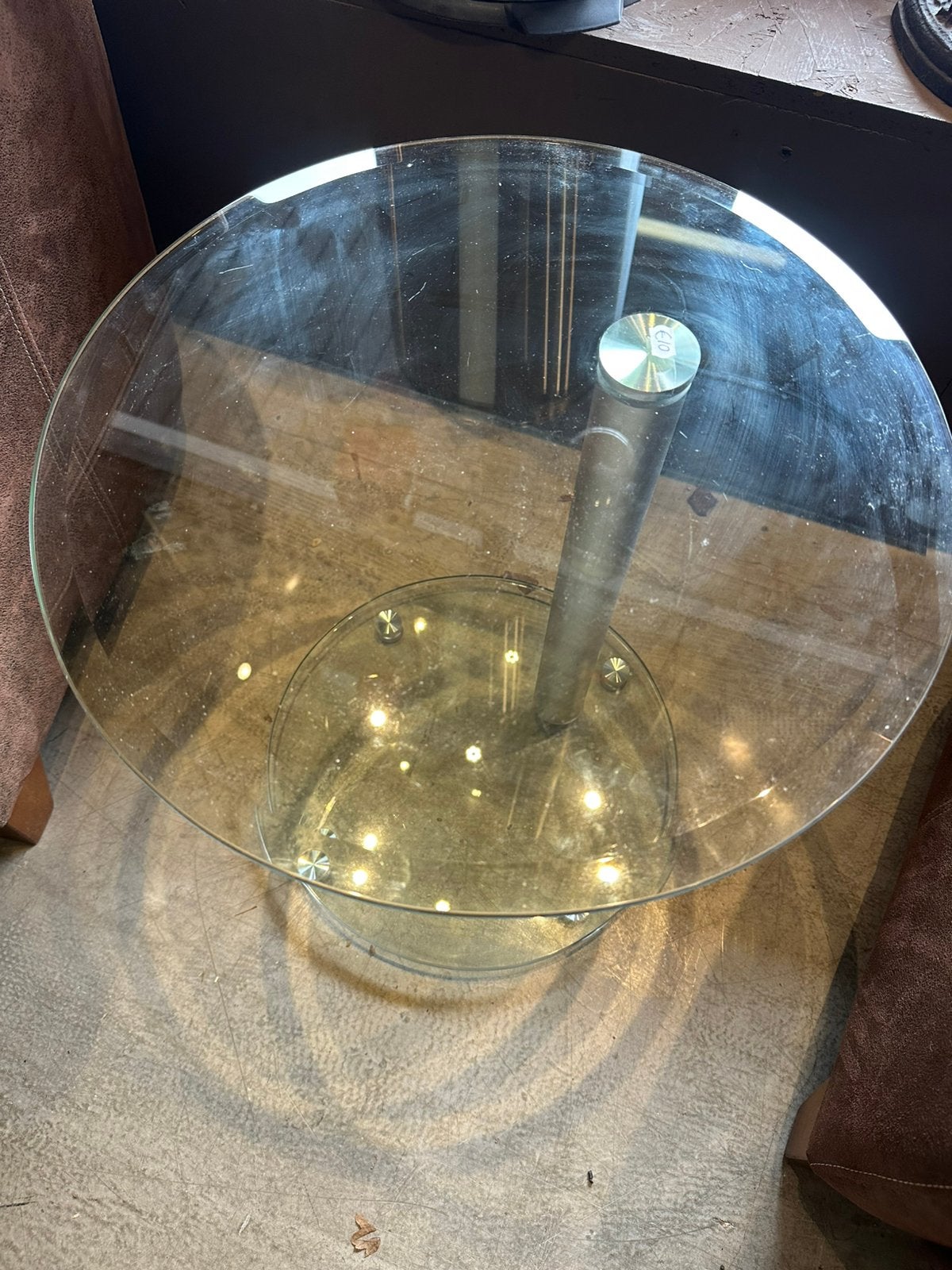 Ronde bijzettafeltje glas, 45 tot 60 cm, Minder dan 55 cm, Rond, Ophalen of Verzenden