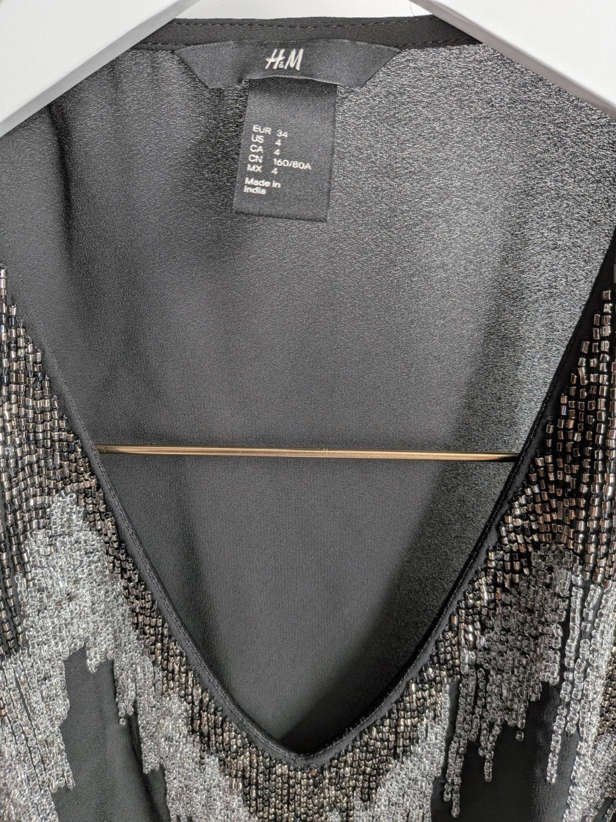 H&M Zwarte Top met Kralen - Maat 34 (XS), Kleding | Dames, Tops, H&M, Zwart, Ophalen of Verzenden, Zo goed als nieuw
