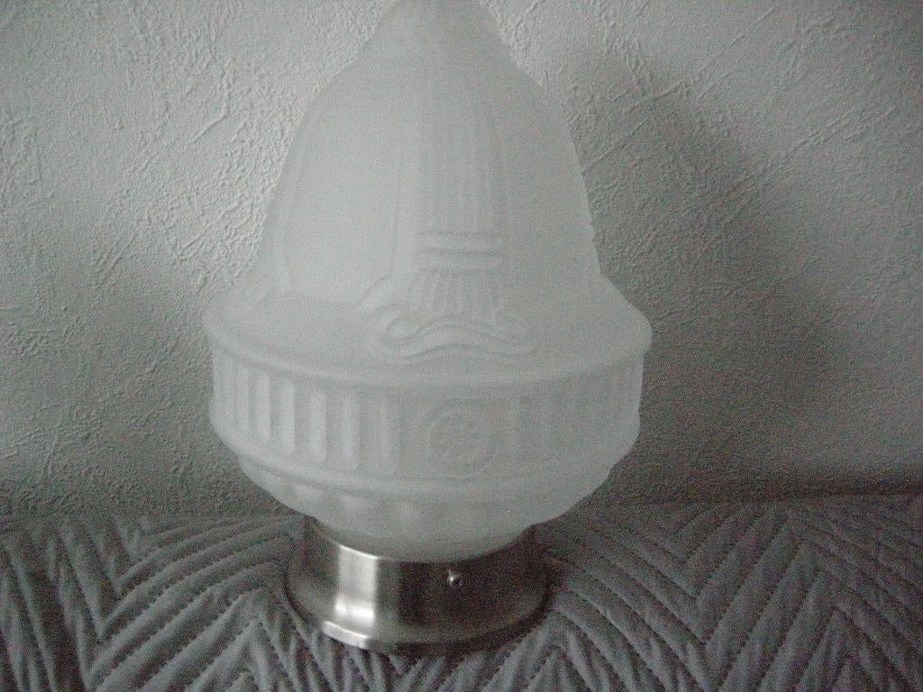 Grote plafondlamp witte matglas art deco nouveau (2x) zgan, Ophalen, Zo goed als nieuw, Glas