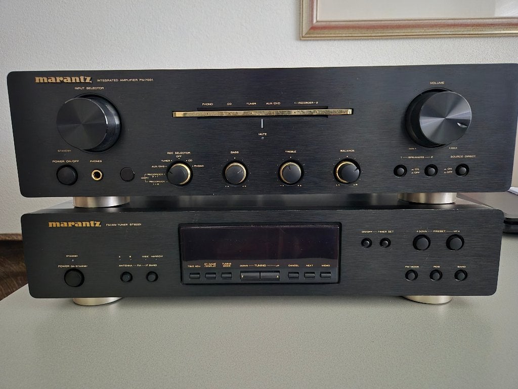 Marantz versterker PM 7001 + Tuner  ST6001, Zo goed als nieuw, 60 tot 120 watt, Stereo, Ophalen