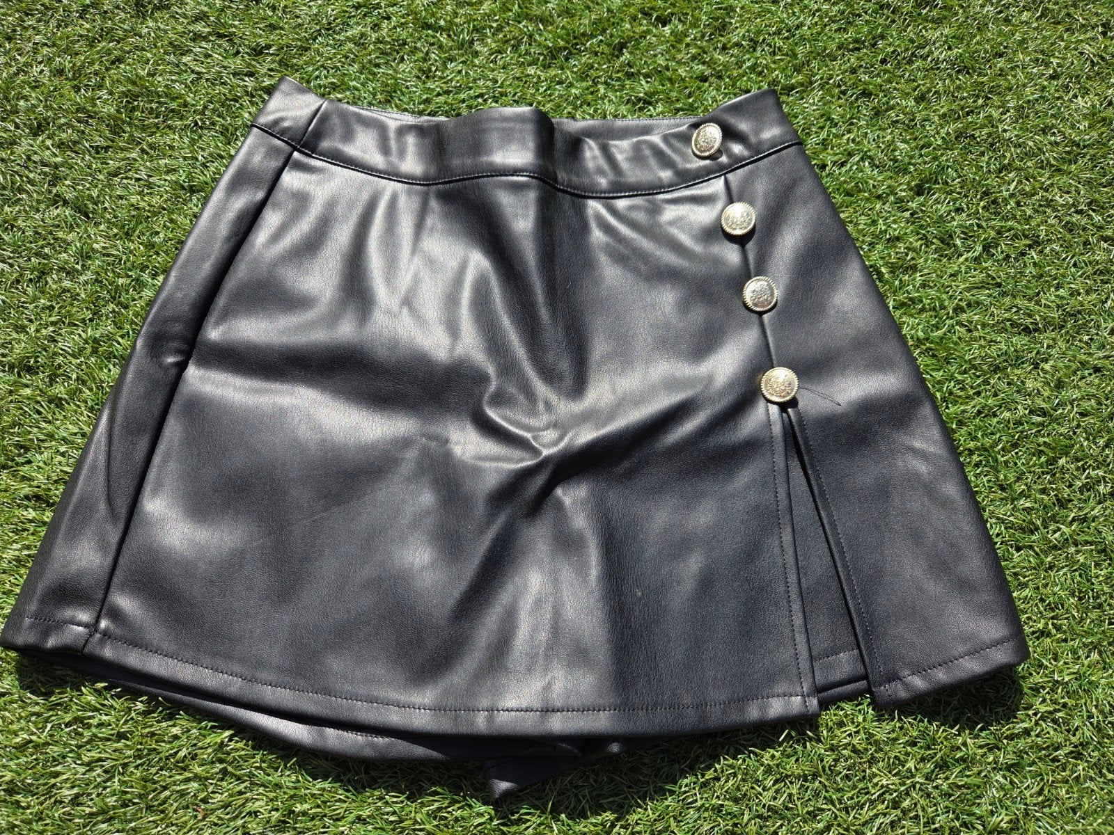 Lederlook skort maat M, Maat 38/40 (M), Verzenden, Zwart, Zo goed als nieuw